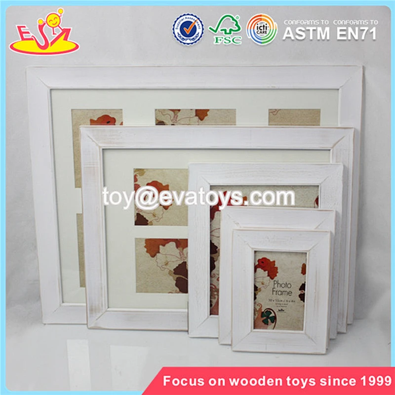 Wholesale beautiful wooden white photo frame home decoration best wooden white photo frame W09A027