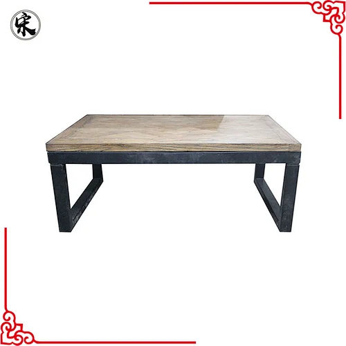 chinese vintage industrial wooden iron coffee table furniture
