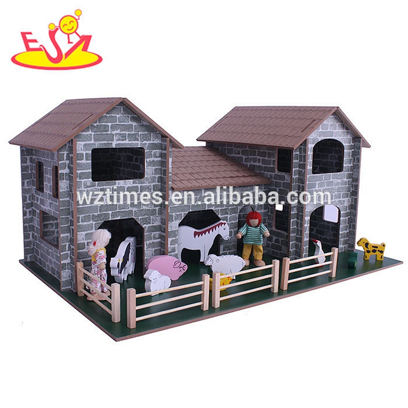 wholesale new fashion children wooden play house hot sale wooden play house W06A124