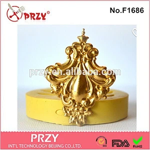 2015 hotsale Ornate Fleur de Lis fondant silicone cake mold