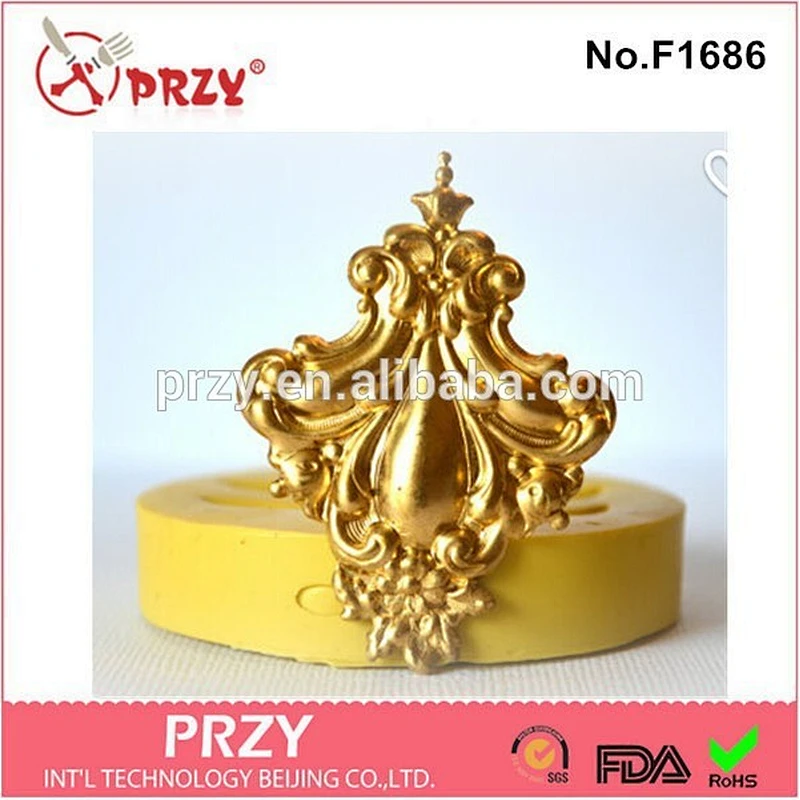 2015 hotsale Ornate Fleur de Lis fondant silicone cake mold