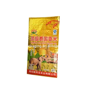 Gold printing customized foil laminated plastic rice packing bag 25kg
