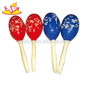 Wholesale toy musical instrument wooden baby maracas educational wooden baby maracas for sale W07I050