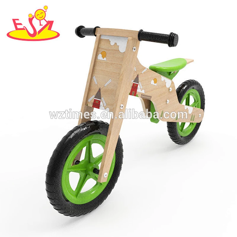 Wholesale cartoon style children wooden green balance bike best wooden green balance bike W16C184