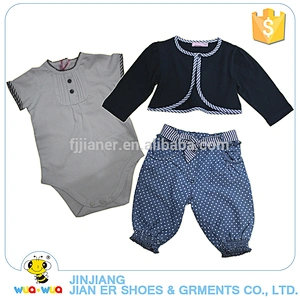 New design 0-24M little girls soft cotton fabric 3 pcs clothes suit