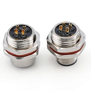 A code male rear panel mount waterproof 4pin M12 sensor connector