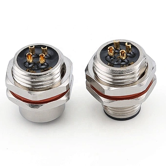A code male rear panel mount waterproof 4pin M12 sensor connector