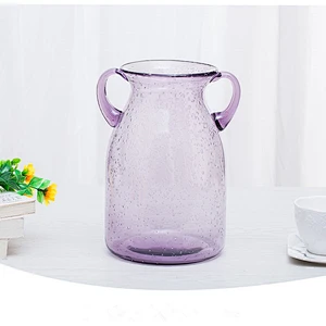 Modern Design Handblown Double Ear Bubble Glass Vase for home decoration/Tabletop Vase