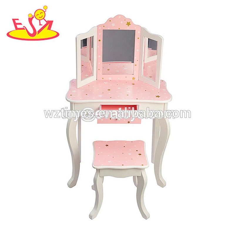 2018 Modern purple stripes wooden dressing table with mirrors W08H092