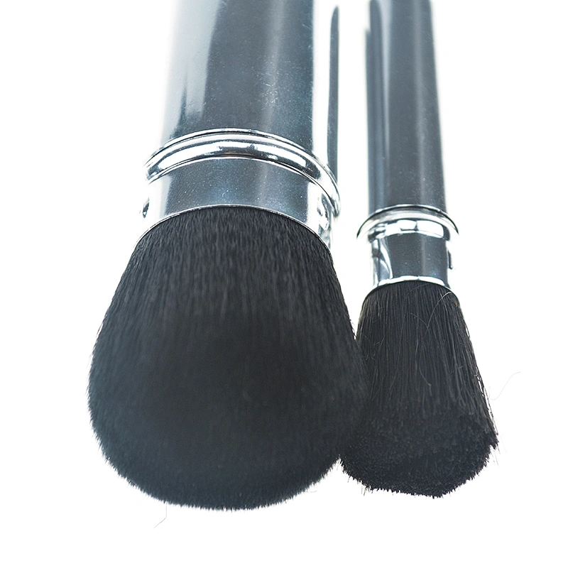 Customer logo Silver metal handle Synthetic hair high quality retractable power brush