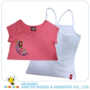 Summer cotton breathable toddler girls top and vest clothing set