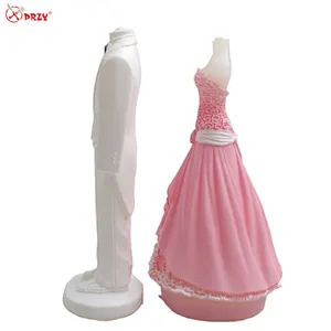 New Style pink wedding dress 100% handmade Candle mold silicone Cake Moulds Soap Molds
