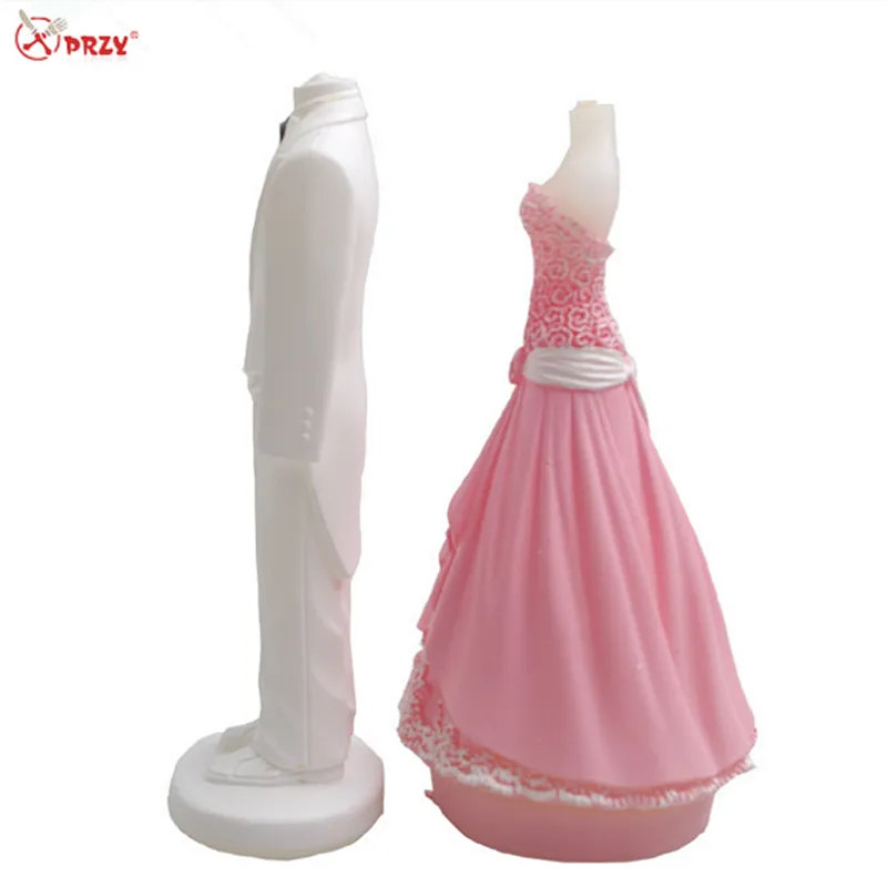 New Style pink wedding dress 100% handmade Candle mold silicone Cake Moulds Soap Molds