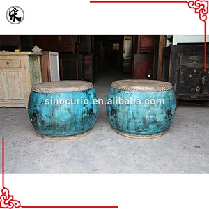 Chinese antique decorative carved drum table