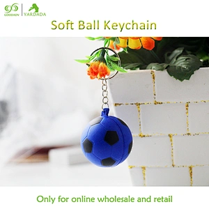 Blue soft PU football key chain, football fans wallet mobile pendant, fashion looks nice and elastic in stock.