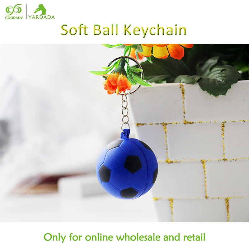 Blue soft PU football key chain, football fans wallet mobile pendant, fashion looks nice and elastic in stock.