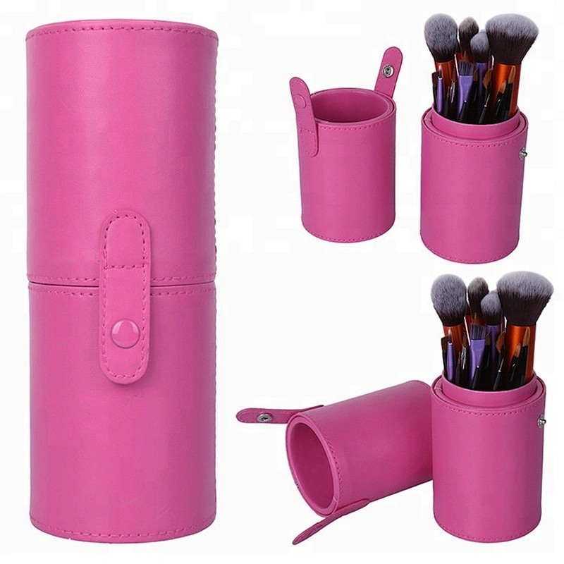 PU Leather Cosmetic Case Portable Makeup Brush Holder Cup Holder Cosmetic Tool Kit Case Containers Space-saving
