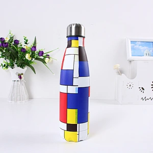 High Quality Vacuum Cup Christmas Gift 500 ml Vacuum Mug 304 Stainless Steel Colorful Pattern Water Bottle