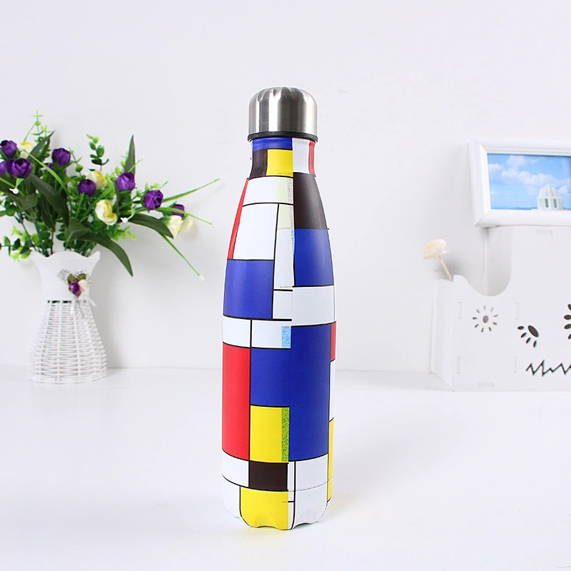 High Quality Vacuum Cup Christmas Gift 500 ml Vacuum Mug 304 Stainless Steel Colorful Pattern Water Bottle