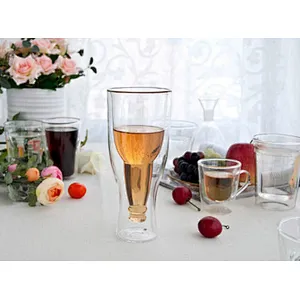 Factory Wholesale Handmade Mouth Blown 360 ML Borosilicate Wine Glass Mug Water Cup for Bar and Home