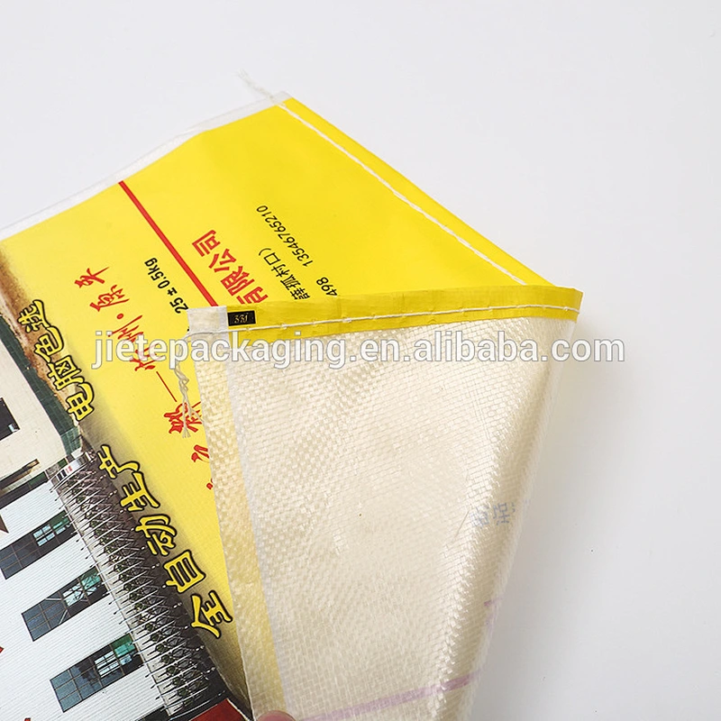 Yellow printing pp woven 10kg 25kg rice, grain, millet packaging bag