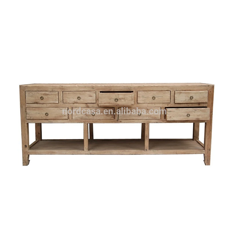 Natural wood nine drawer antique cabinet old table chinese antique furniture Beijing of antique furniture buffet cabinet