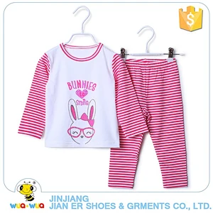 stripe Print Child Clothes Korea Style Cotton Kid pajama Set For Wholesale Online
