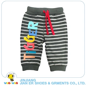 Fashion design stripe pattern cotton pants for kids boy