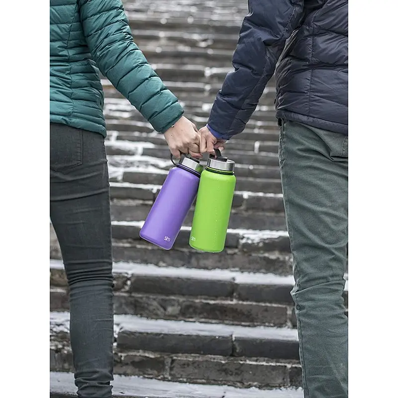 Wholesale Wide Mouth Vacuum Insulated Stainless Steel Powder Coated Sports Water Bottle with Extra Lid