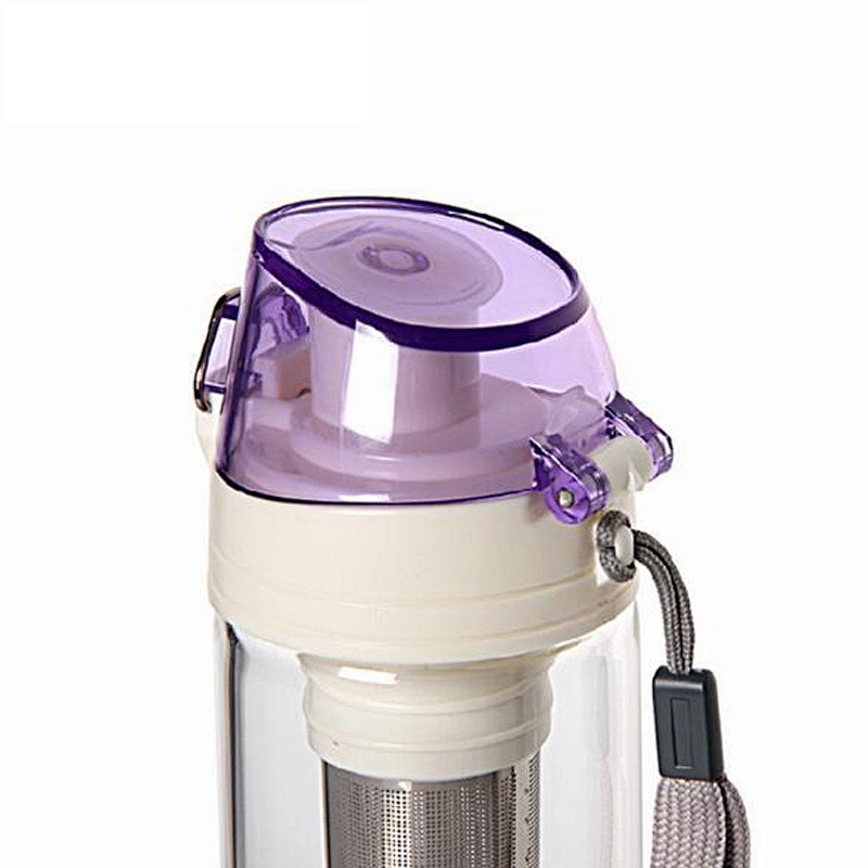 Double wall travel cup with PVC sealed cover and stainless strainer 260ml for trip