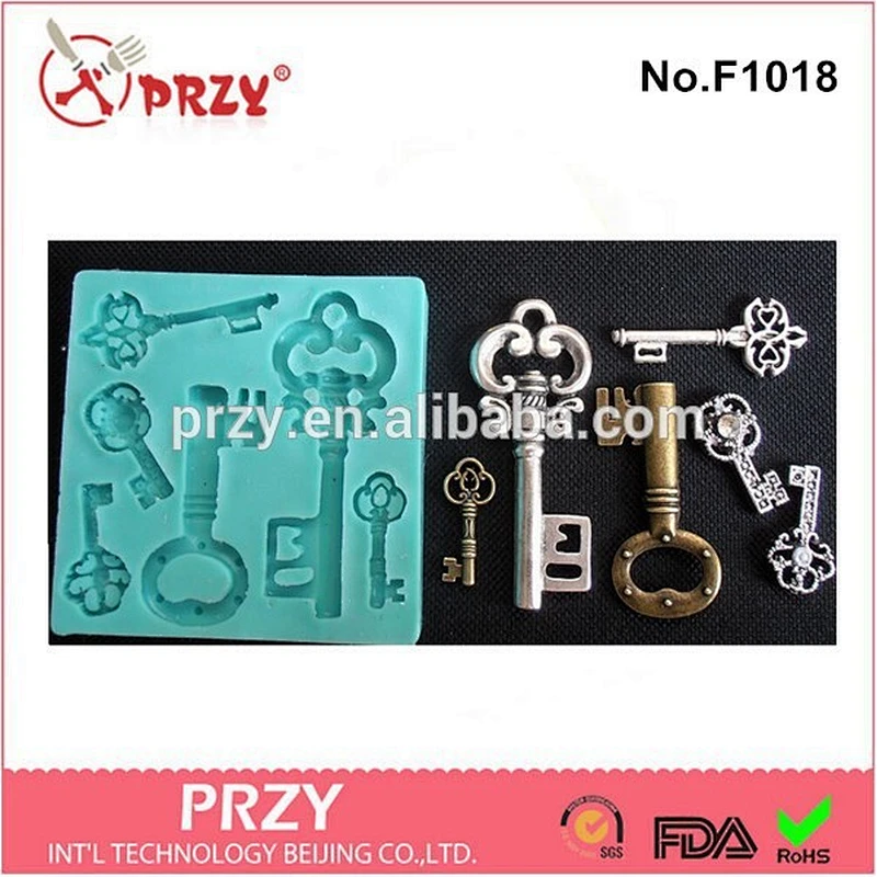2015 Beijing przy Eco-friendly keys shape silicone fondant mold