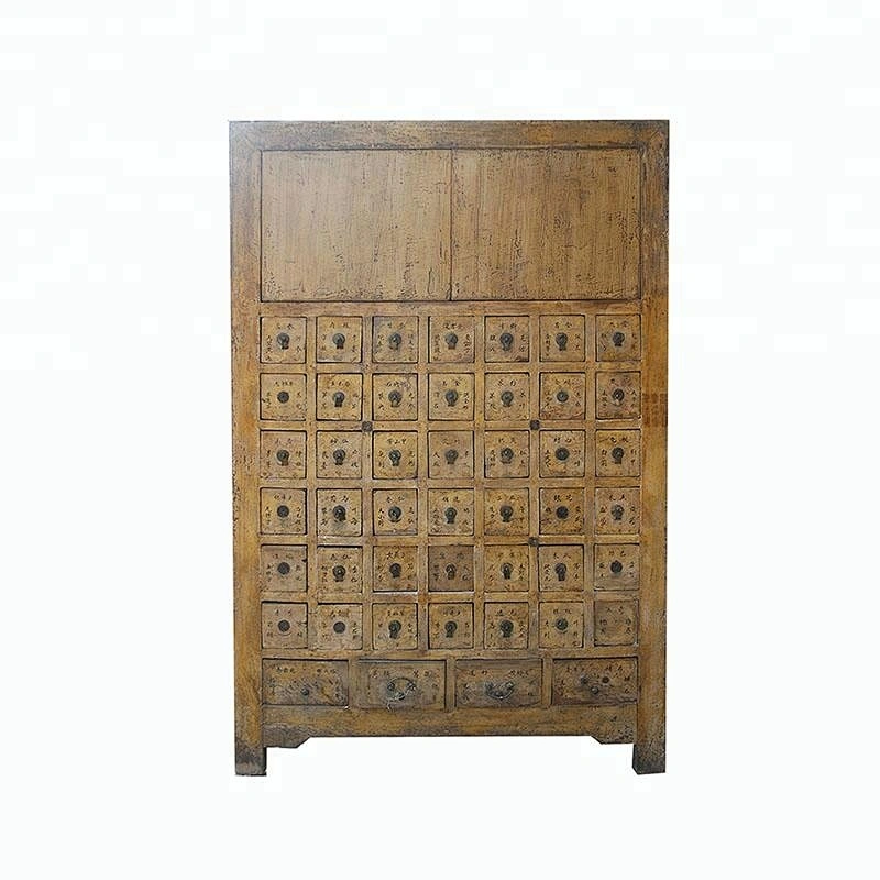 antique chinese solid wood pine medicine cabinet, furniture for stores