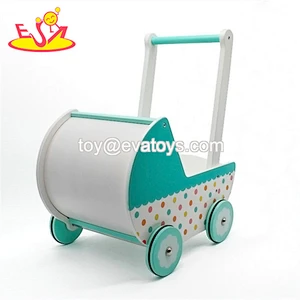 New arrival preschool wooden pink baby walker with toy storage W16E102B