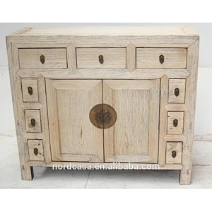 chinese antique reproduction furniture 9 drawer 2 door natural rustic kitchen cabinet