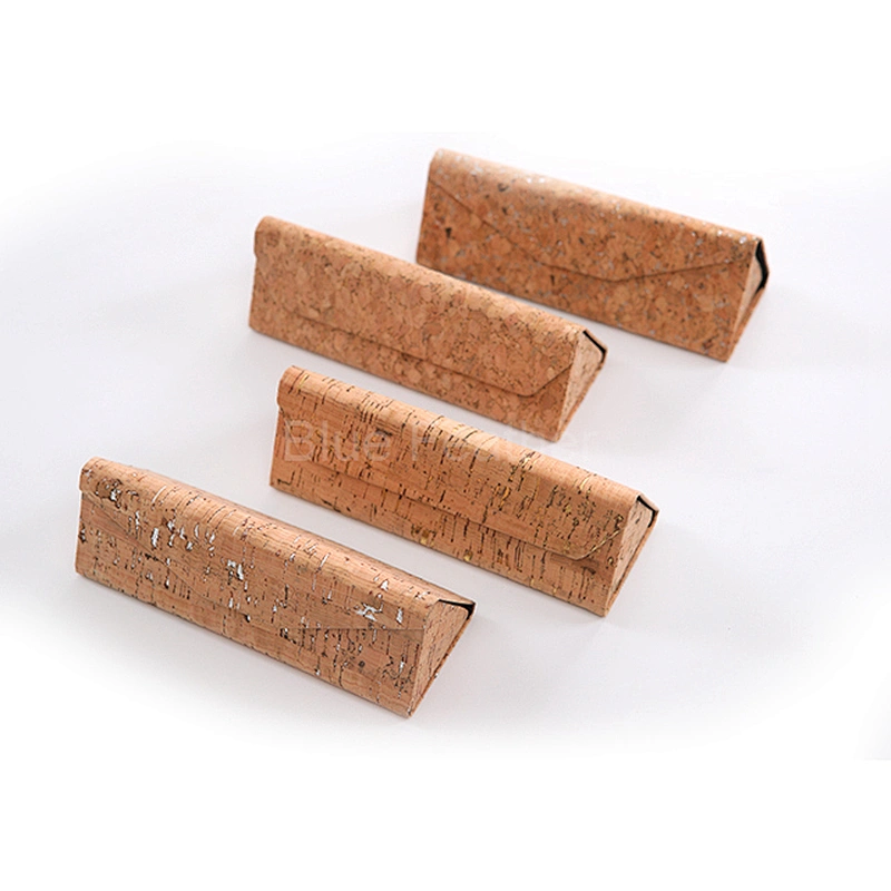 Cork PU Leather Triangle Folding eyeglass sunglass case