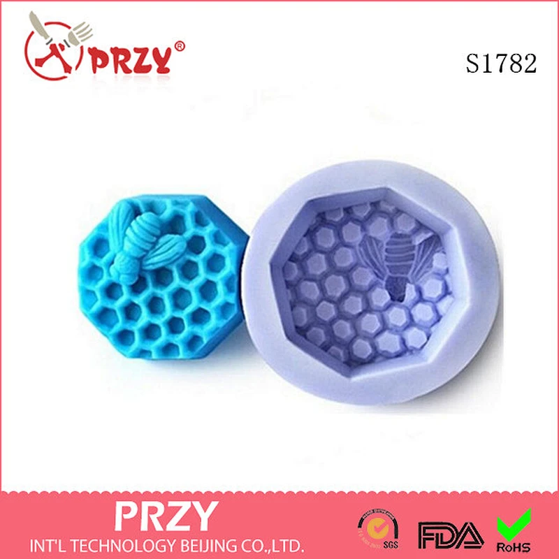 S1782 honeycomb decorative handmade silicone soap molds