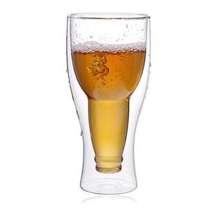 2018 custom logo double wall beer glass cup