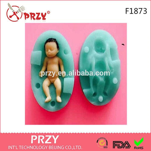 F1873 PRZY VERY TINY 3D Baby Silicone Mold ,Fondant Silicon Mold , Sleeping Baby Mold