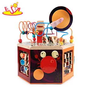 Wholesale fashion popular six sided wooden activity cube toy for children W11B160