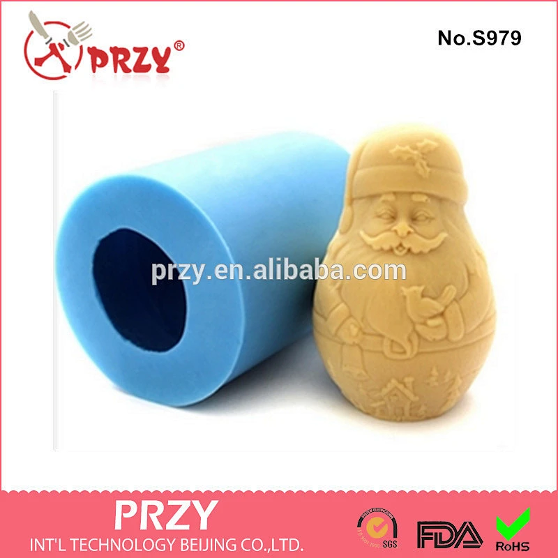 S979 PRZY 3D Christmas Santa Claus Father Candle Mold Handmade Soap Silicone Mould