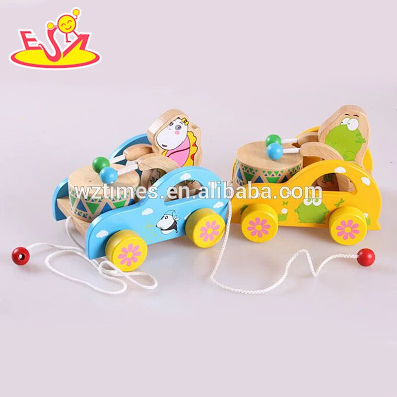 Venta al por mayor niños calientes de madera de juguete de empuje animal más popular niños de madera de juguete de empuje animal W05B135B