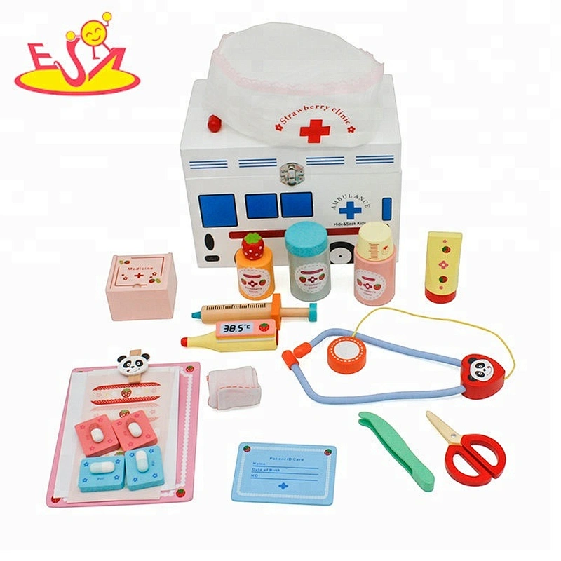 wholesale funny role play wooden toy medical kit for kids W10D117
