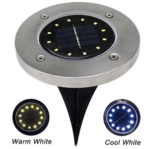 1/4/8PK 8 LED Solar Power Buried disk Light Under Ground Lamp Outdoor Way Garden Deck