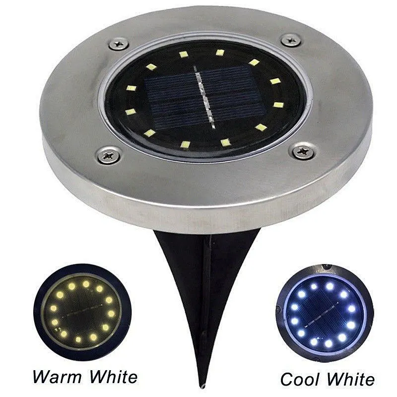 1/4/8PK 8 LED Solar Power Buried disk Light Under Ground Lamp Outdoor Way Garden Deck