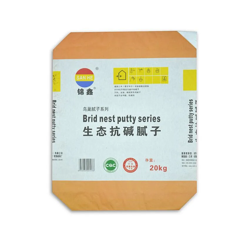 Orange cube valve pocket for packaging putty powder cement tiles 20kg 50kg