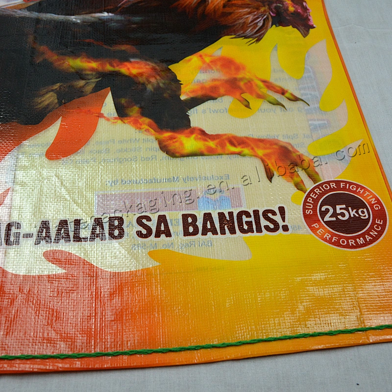 Customized transparent plastic printed and laminated pp woven feed bag for chicken,cow,sheep,horse