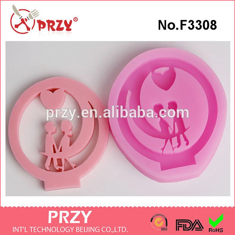 F3308 love boy and girl wedding decorations silicone mold cake decorating tools 3d silicone molds