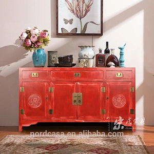 three drawer two door antique style chinese buffet cabinet