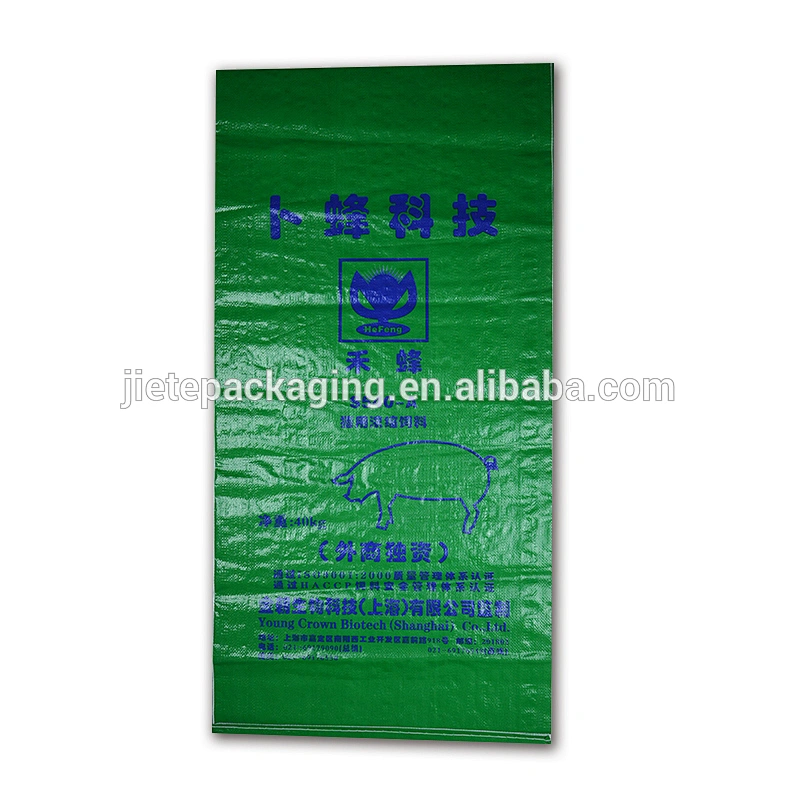 Green Agriculture Use Bopp Laminated And Gravure Printing white plastic 40kg pp woven feed bag for Poultry, livestock