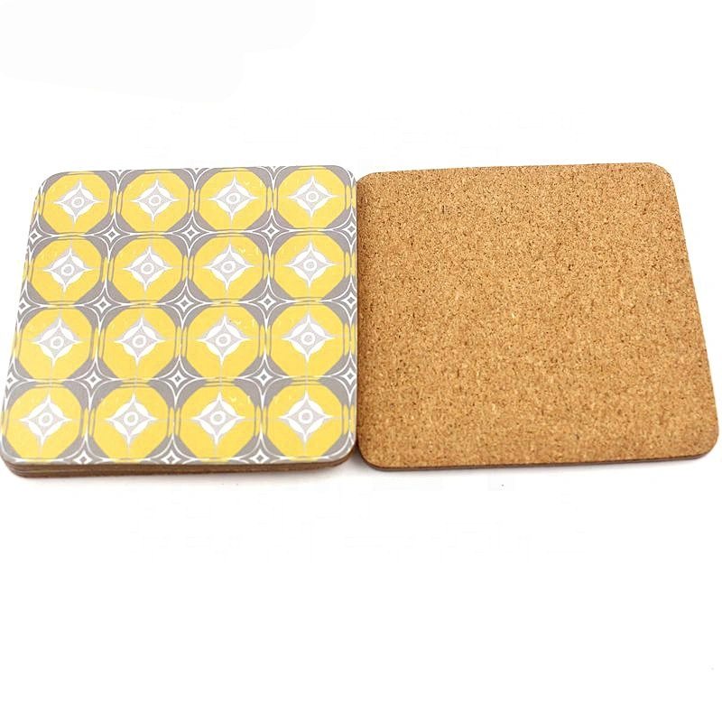 Promotional printing cork backed drink coasters MDF wooden craft coasters
